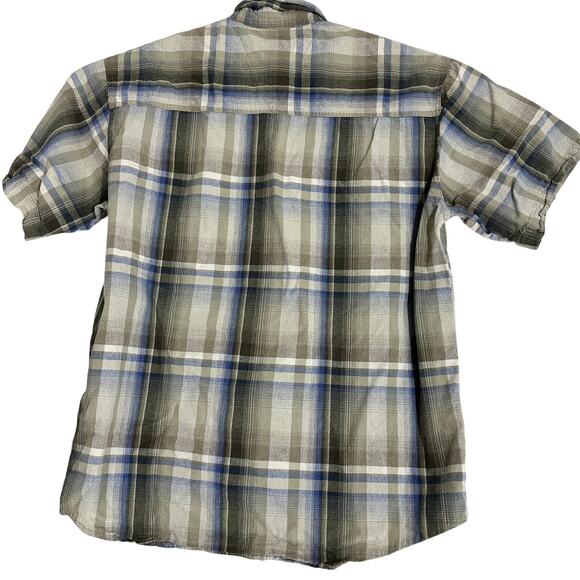 Canyon Guide Mens Button Up Shirt Men Large L Blue Green Plaid 100% Cotton FLAW - Picture 2 of 7